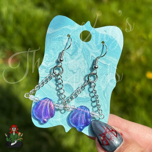 Naomi - Purple Iridescent Leaf Earrings!