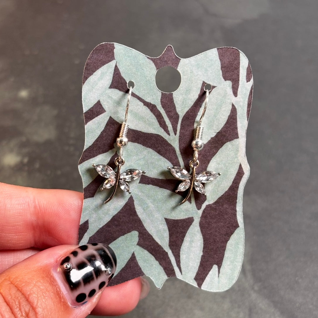 LeonaRae - Dainty Rhinestone Dragonfly Earrings!