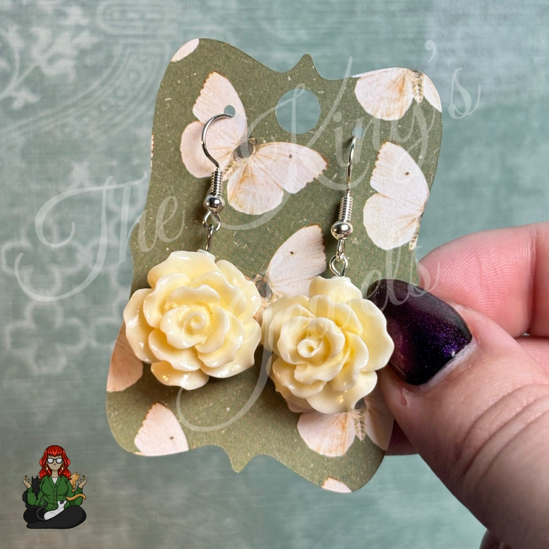 Melissa - Cream Rose Earrings!