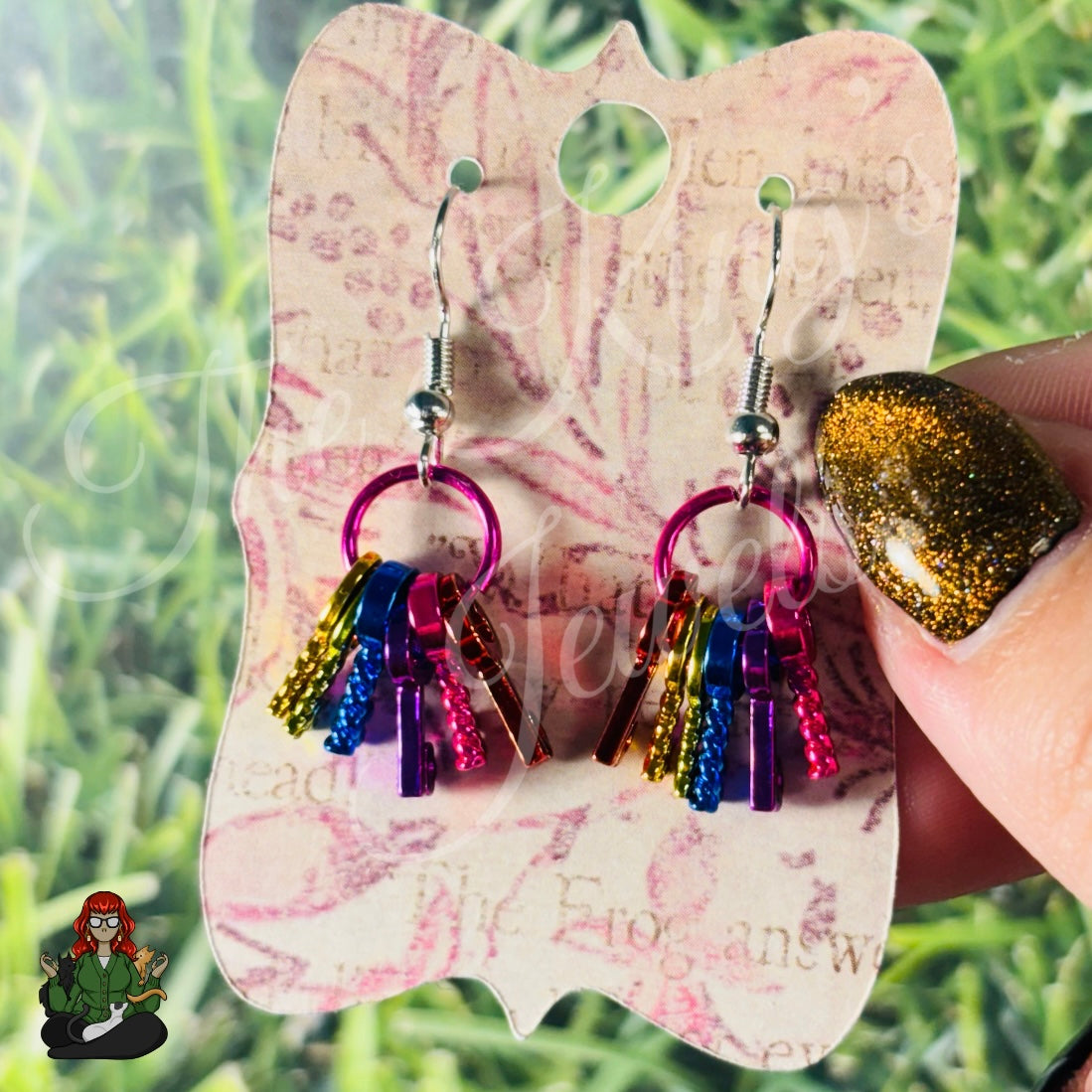LeonaRae - Rainbow Metallic Key Ring Earrings!