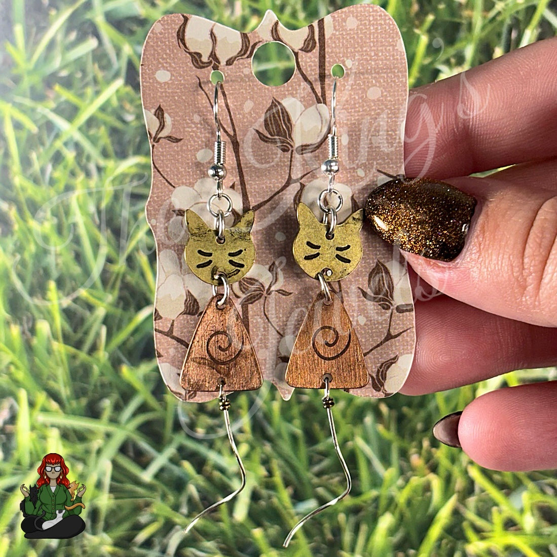 Amelia - Abstract Cat Charm Dangles Earrings!