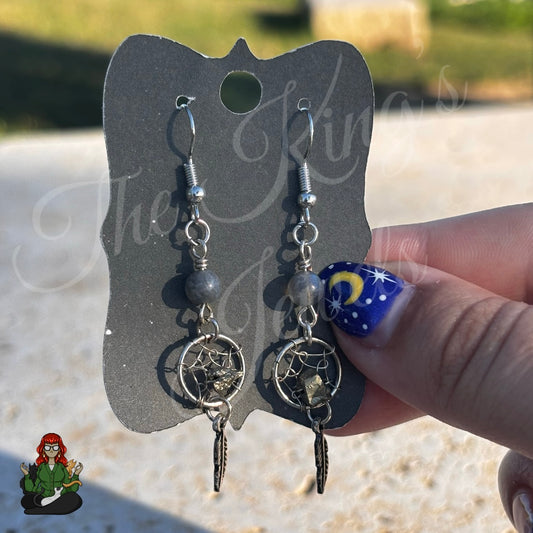 Katie - Dreamcatcher & Labradorite Bead Earrings!