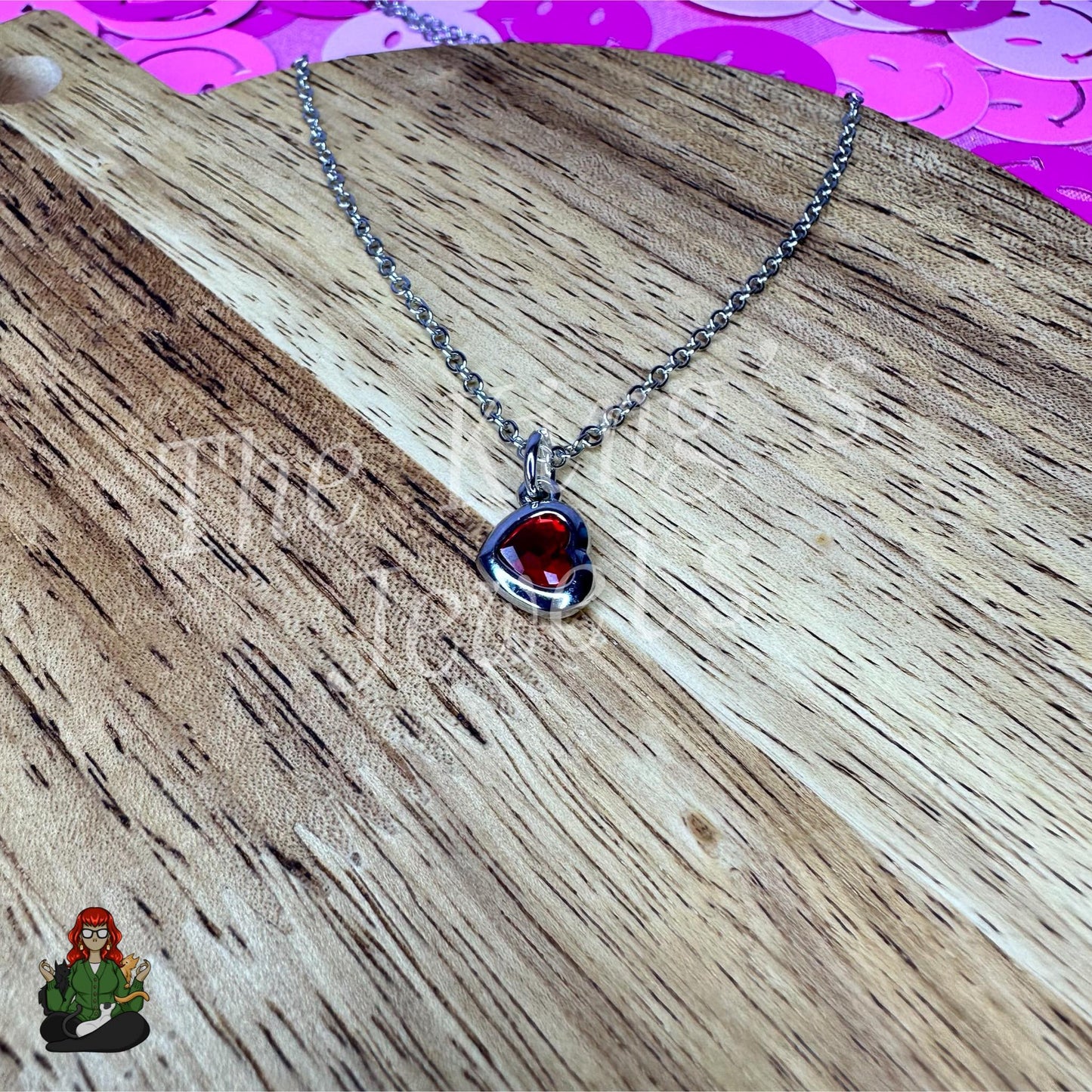 Ella - Red Rhinestone Heart Necklace!