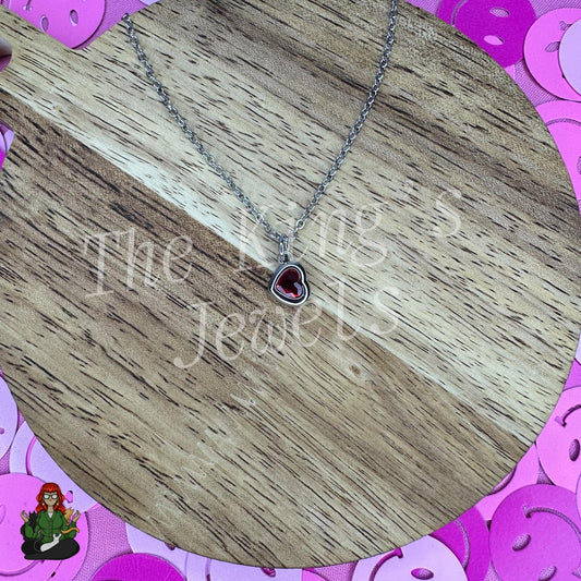 Ella - Red Rhinestone Heart Necklace!